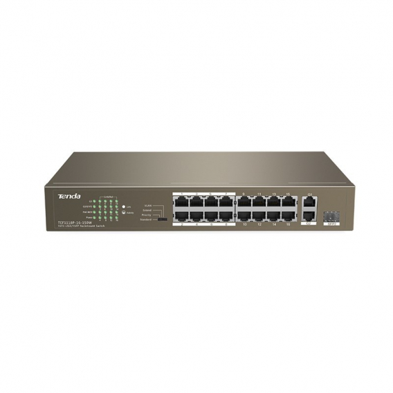 Obrázok pre Tenda TEF1118P-16-150W síťový přepínač Nespravované L2 Fast Ethernet (10/100) Podpora napájení po Ethernetu (PoE) 1U Černá