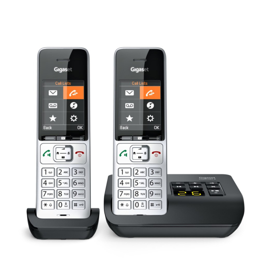 Obrázok pre Gigaset COMFORT 500A duo Analog/DECT telefon Identifikace volajícího Černá, Stříbrná