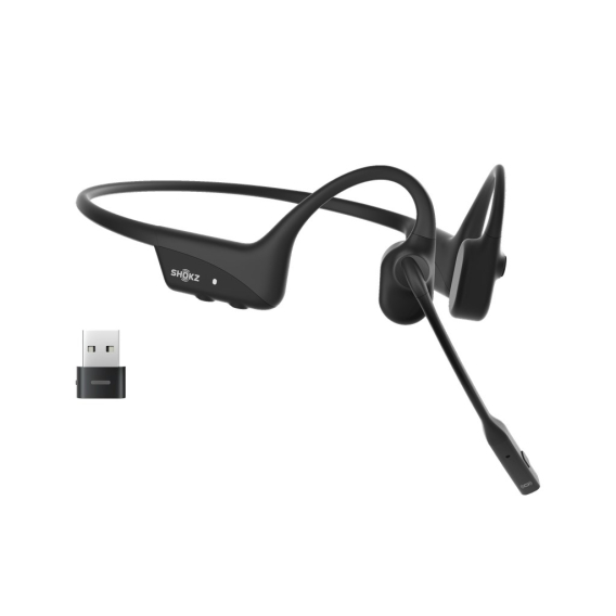 Obrázok pre SHOKZ C120-AA-BK sluchátka / náhlavní souprava Sluchátka s mikrofonem Bezdrátový Za ucho Kancelář / call centrum USB Typ-A Bluetooth Černá
