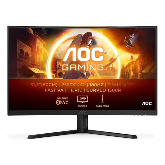Obrázok pre AOC G4 CQ32G4VE počítačový monitor 80 cm (31.5") 2560 x 1440 px Quad HD LCD Černá, Šedá