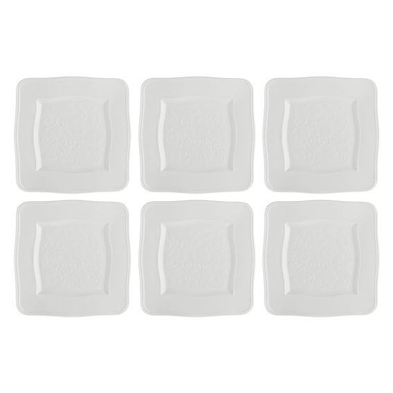 Obrázok pre Set of 6 Florentina Square Plates - White, 20 cm