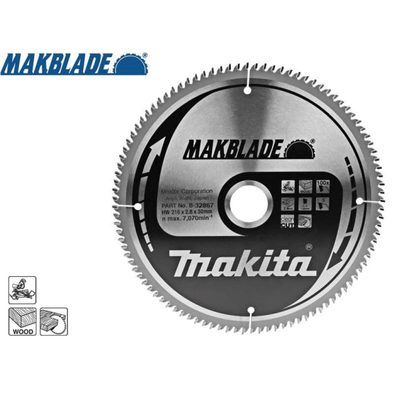 Obrázok pre MAKITA CIRCULAR SAW BLADE 216x30x100Z MAKBLADE WOOD