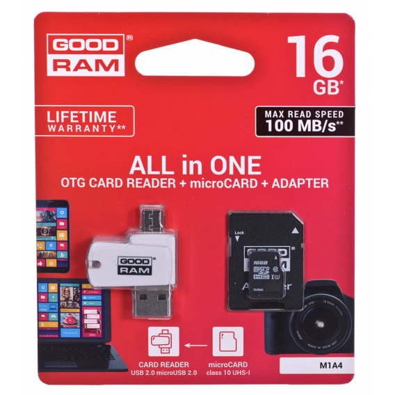 Obrázok pre Goodram M1A4-0160R12 flash paměť 16 GB MicroSDHC Class 10 UHS-I
