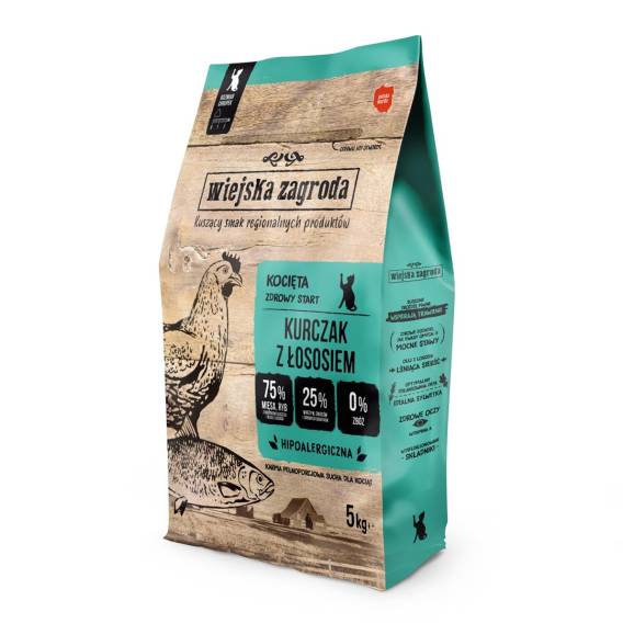 Obrázok pre WIEJSKA ZAGRODA Kitten Chicken with salmon - suché krmivo pro kočky - 5kg