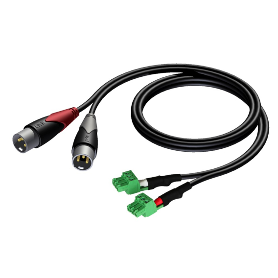 Obrázok pre AUDAC CLA834 audio kabel 1 m 2 x XLR (3-pin) 2 x Terminal Černá, Zelená, Šedá