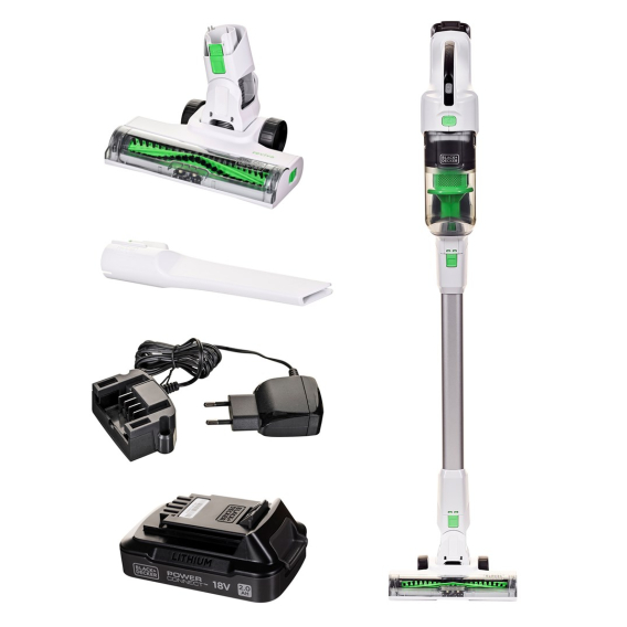 Obrázok pre Black & Decker REVSV18D1 tyčový vysavač / elektrický smeták Tyčový vysavač 2 v 1 Baterie Suchý Bezsáčkové 0,5 l 36 W Zelená, Bílá 2 Ah