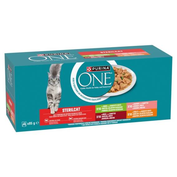 Obrázok pre PURINA One Sterilcat Beef, salmon, chicken, turkey - mokré krmivo pro kočky - 40x85g