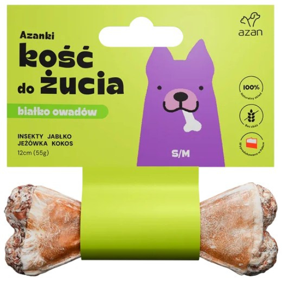 Obrázok pre AZANKI Kost s hmyzem a kokosem S/M - pochoutka pro psa - 12 cm