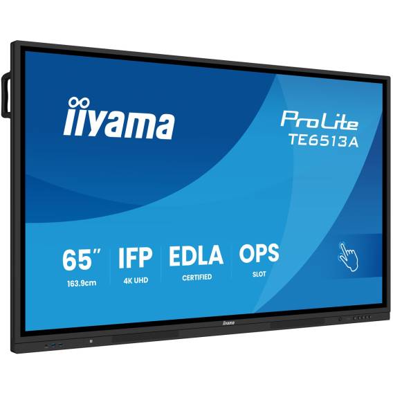 Obrázok pre iiyama TE6513A-B1AG sdělovací displej Interaktivní plochý panel 163,8 cm (64.5") Wi-Fi 500 cd/m² 4K Ultra HD Černá Dotyková obrazovka Zabudovaný procesor Android 18/7