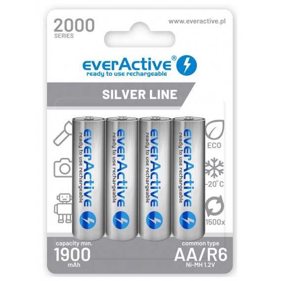 Obrázok pre Nabíjecí baterie everActive Ni-MH R6 AA 2000 mAh Silver Line