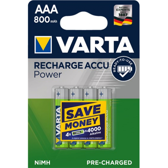 Obrázok pre VARTA HR03 AAA Recharge Accu Power 800 mAh 56703 Dobíjení akumulátorů 4 kusů Zelená