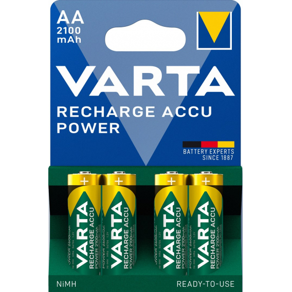 Obrázok pre VARTA HR6 AA Recharge Accu Power 2100 mAh 56706 Dobíjení akumulátorů 4 kusů Zelená, Žlutá