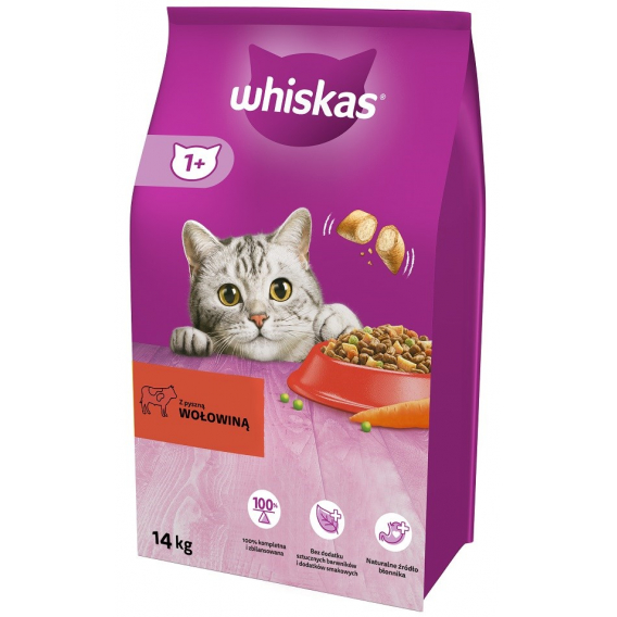 Obrázok pre WHISKAS Adult Beef - suché krmivo pro kočky - 14 kg