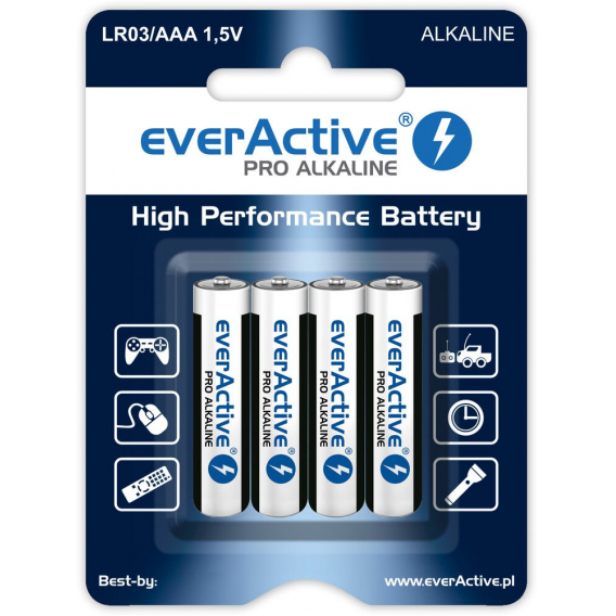 Obrázok pre Alkalické baterie AAA / LR03 everActive Pro - 4 kusy (blistr)