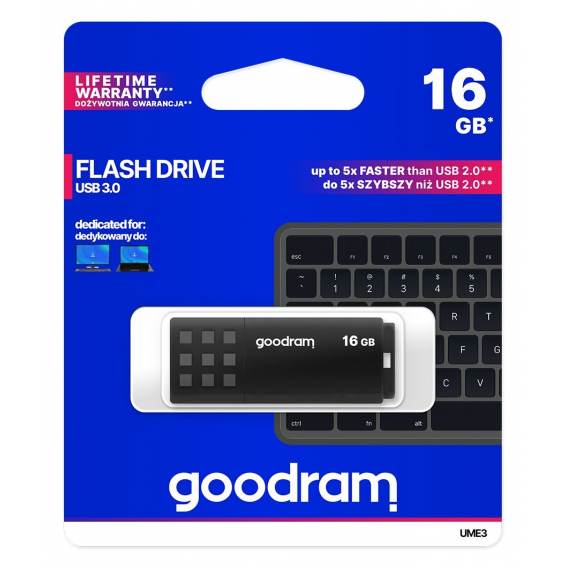 Obrázok pre Goodram UME3 16 GB USB Type-A 3.0 (3.1 Gen 1) paměťová karta černá