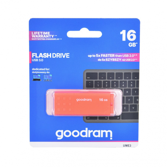 Obrázok pre Goodram UME3-0160O0R1 USB paměť 16 GB USB Typ-A 3.2 Gen 1 (3.1 Gen 1) Oranžová