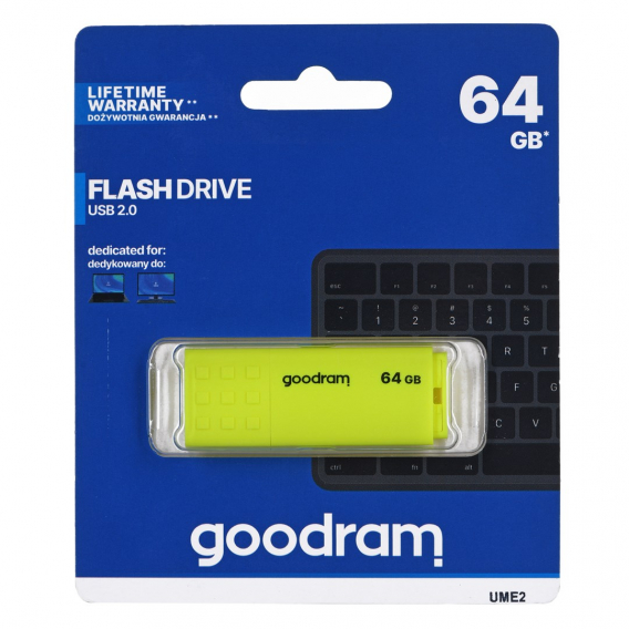 Obrázok pre Goodram UME2-0640Y0R1 64 GB paměťová karta USB typu A 2.0 žlutá