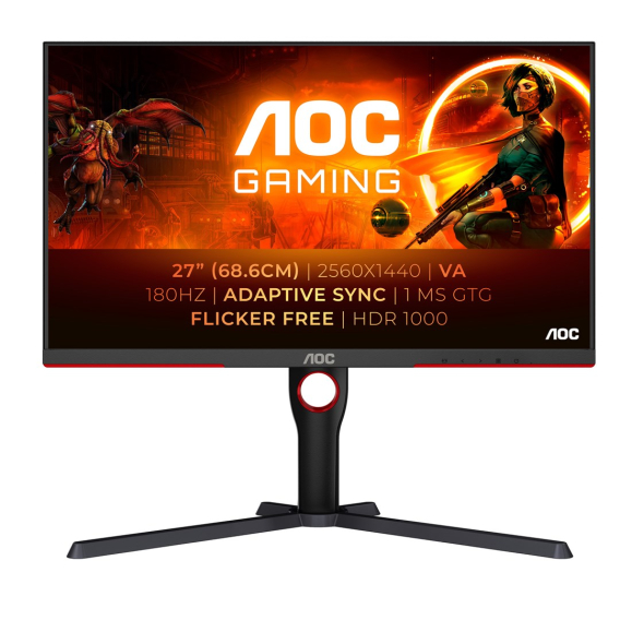 Obrázok pre AOC G3 Q27G3XMN/BK počítačový monitor 68,6 cm (27") 2560 x 1440 px 2K Ultra HD LED Černá