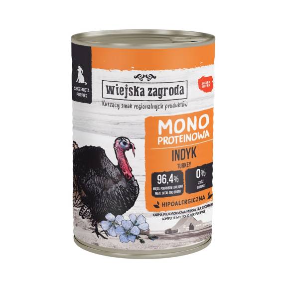 Obrázok pre WIEJSKA ZAGRODA Puppy Monoprotein Turkey - vlhké krmivo pro psy - 400g