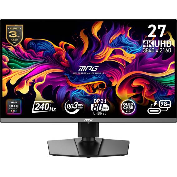 Obrázok pre MSI MPG 272URXDE QD-OLED počítačový monitor 67,3 cm (26.5") 3840 x 2160 px 4K Ultra HD Černá