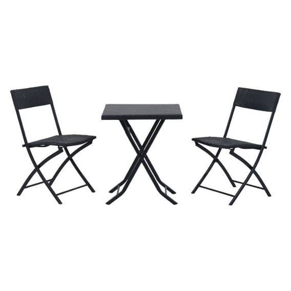 Obrázok pre Extralink Small Black Forest Garden Furniture Set, Two Chairs + Black Table sada venkovního nábytku Černá