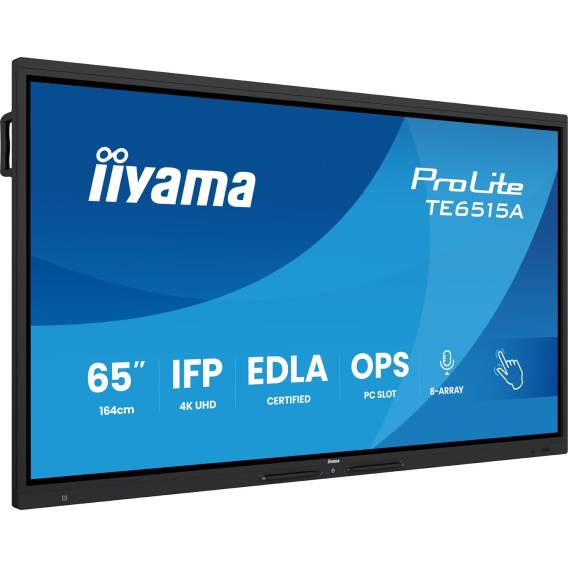 Obrázok pre iiyama TE6515A-B1AG sdělovací displej Interaktivní plochý panel 163,8 cm (64.5") Wi-Fi 550 cd/m² 4K Ultra HD Černá Dotyková obrazovka Zabudovaný procesor Android