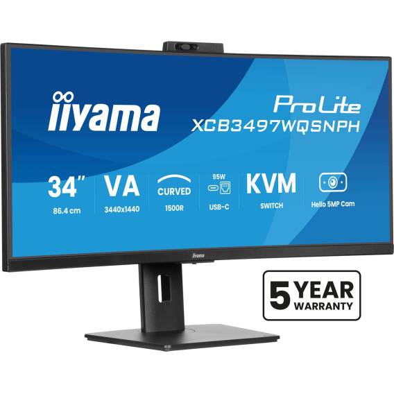 Obrázok pre iiyama ProLite XCB3497WQSNPH-B1 počítačový monitor 86,4 cm (34") 3440 x 1440 px UltraWide Quad HD LED Černá