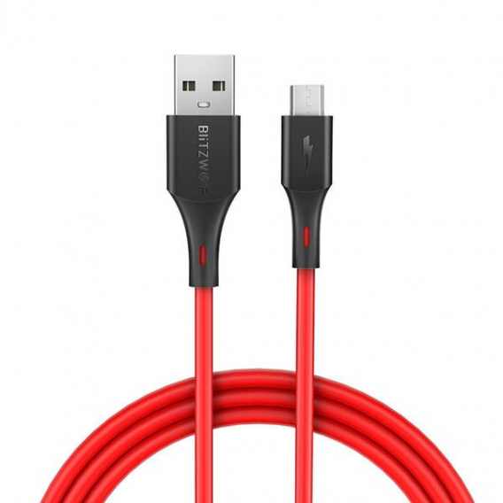 Obrázok pre Červený kábel BlitzWolf BW-MC13 (USB 2.0 - Micro USB; 1m; červený)