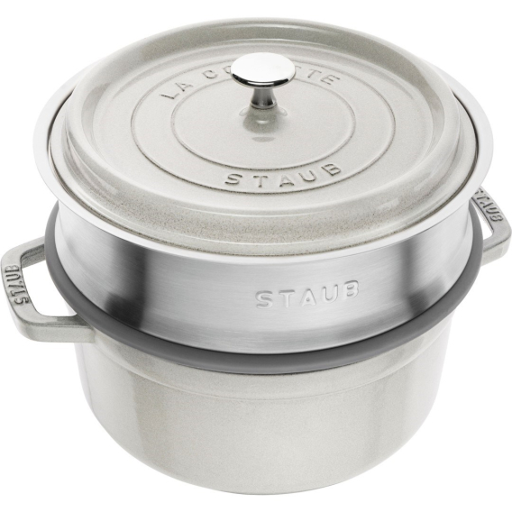 Obrázok pre Round cast iron pot with Staub insert - 3.8 ltr, White truffle