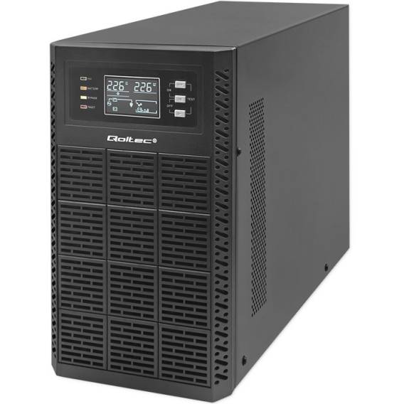 Obrázok pre Qoltec 52282 Nepřerušitelný zdroj napájení UPS | 3kVA | 3000W | Účiník 1,0 | LCD | EPO | USB | Online
