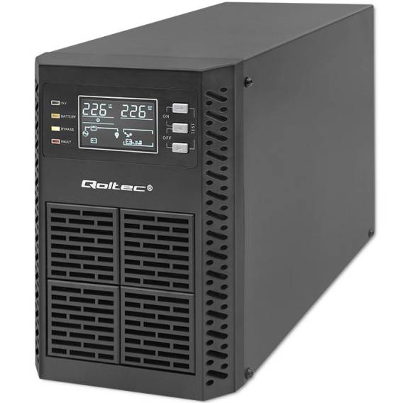 Obrázok pre Qoltec 52280 Nepřerušitelný zdroj napájení (UPS) | 1kVA | 1000W | Účiník 1,0 | LCD | EPO | USB | Online