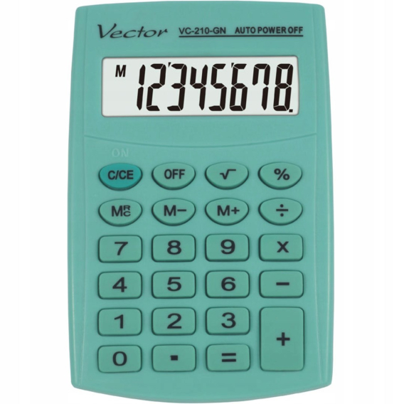 Obrázok pre Vector Kapesní kalkulačka KAV VC-210 GN, 8místná, 64x98,5mm, světle zelená