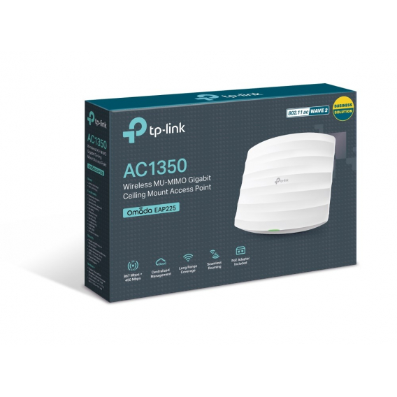 Obrázok pre TP-Link Omada EAP225 Wi-Fi přístupový bod 1350 Mbit/s Bílá Podpora napájení po Ethernetu (PoE)