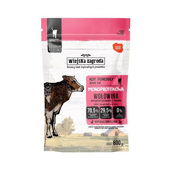 Obrázok pre WIEJSKA ZAGRODA Monoprotein Beef - suché krmivo pro kočky - 800g