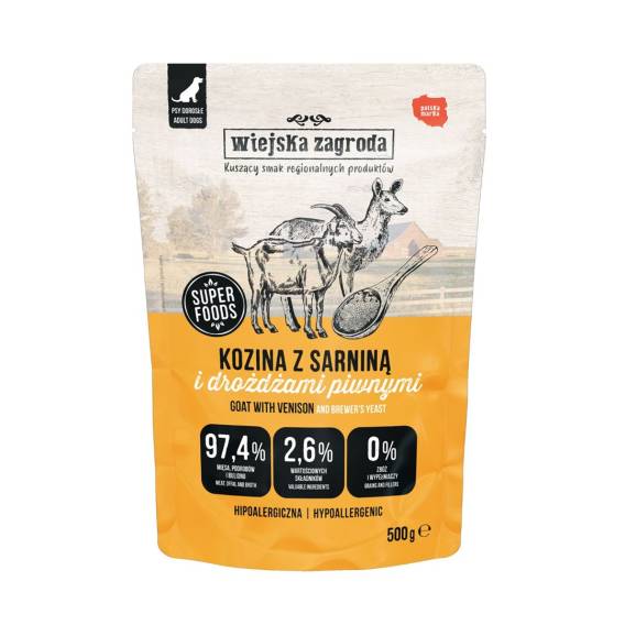 Obrázok pre WIEJSKA ZAGRODA Goat and venison - vlhké krmivo pro psy - 500g