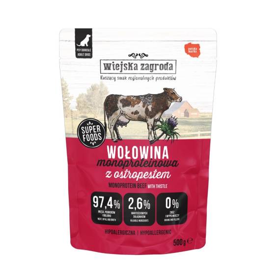 Obrázok pre WIEJSKA ZAGRODA Monoprotein Beef - vlhké krmivo pro psy - 500g