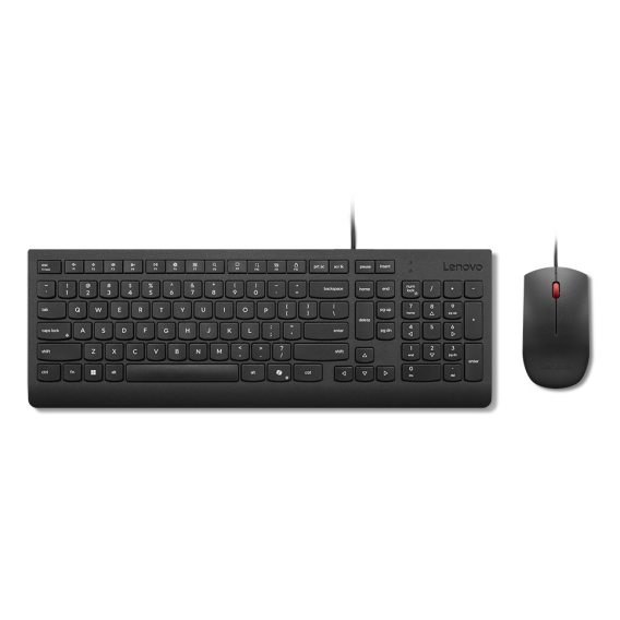 Obrázok pre Lenovo Essential Wired Combo Black US Euro klávesnice Obsahuje myš Univerzální USB Černá
