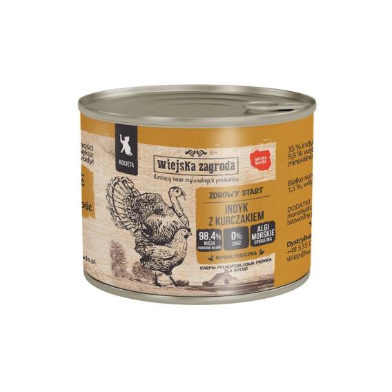 Obrázok pre WIEJSKA ZAGRODA Turkey and chicken for kittens - mokré krmivo pro kočky - 200g