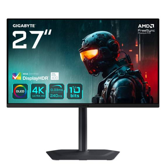 Obrázok pre GIGABYTE MO27U2 OLED 4K UHD Gaming Monitor počítačový monitor 68,6 cm (27") 3840 x 2160 px 4K Ultra HD QD-OLED Černá