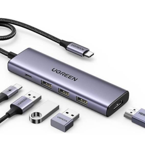Obrázok pre Ugreen 15596 dokovací stanice/replikátor portů Kabel USB 3.2 Gen 1 (3.1 Gen 1) Type-A + Type-C Hliník