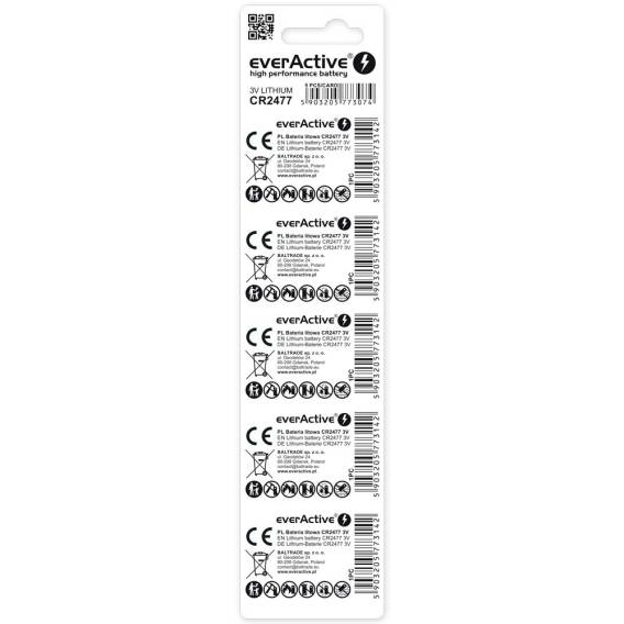 Obrázok pre Lithium battery everActive CR2477 - blister 5 pcs.