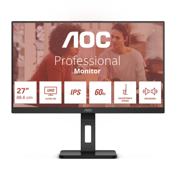 Obrázok pre AOC E3 U27E3UF počítačový monitor 68,6 cm (27") 3840 x 2160 px 4K Ultra HD LED Černá