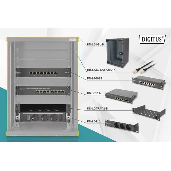 Obrázok pre Digitus DN-10-SET-2-B rack 9U Nástěnný regál Černá