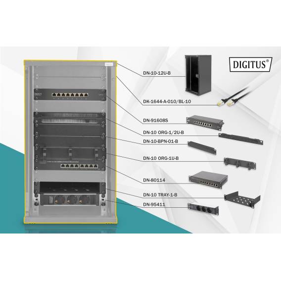 Obrázok pre Digitus DN-10-SET-3-B rack 12U Nástěnný regál Černá