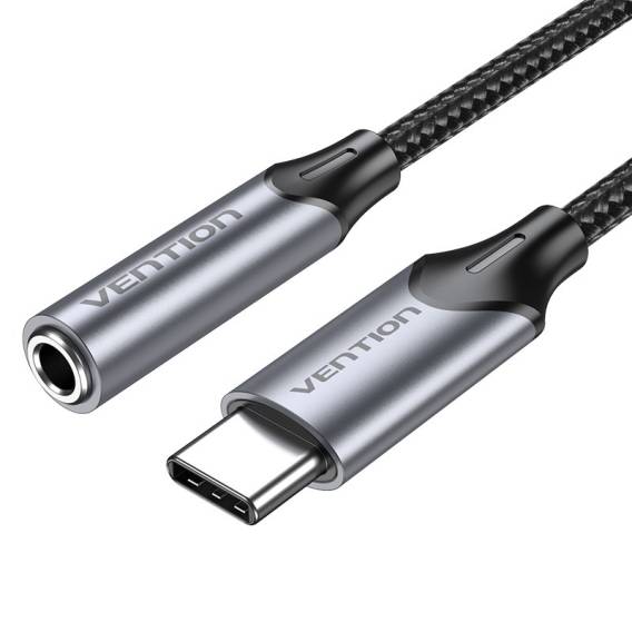 Obrázok pre Vention BGMHA audio kabel 0,1 m 3.5mm USB typu C Šedá