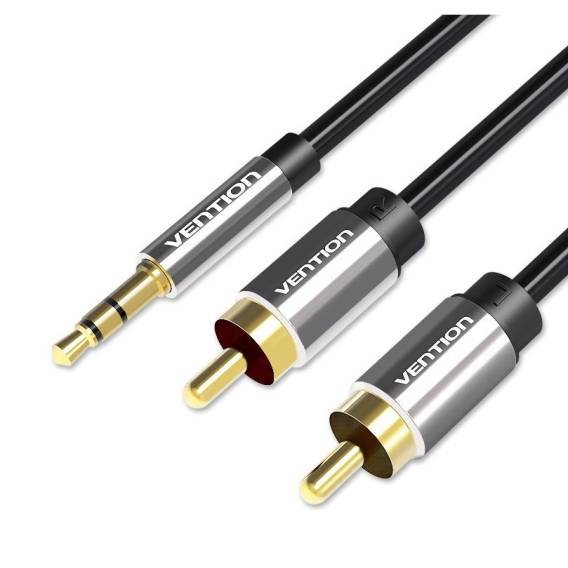 Obrázok pre Vention BCFBF audio kabel 1 m 3.5mm 2 x RCA Hliník, Černá