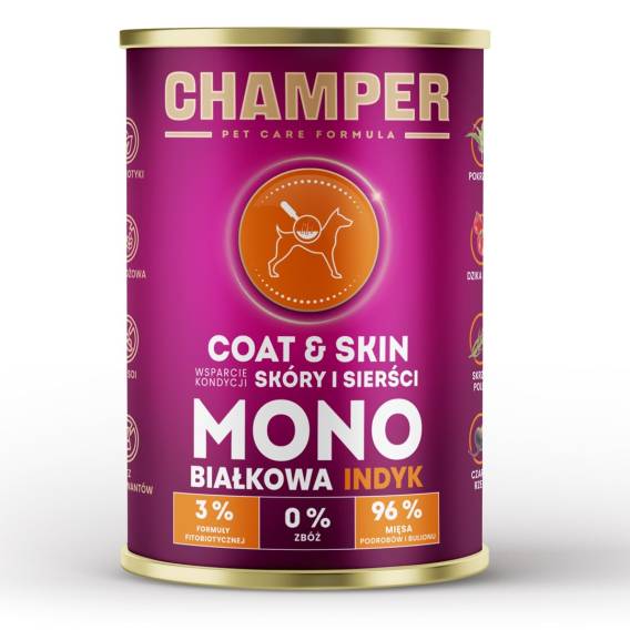 Obrázok pre CHAMPER Coat & Skin Monoprotein Salmon - vlhké krmivo pro psy - 400g