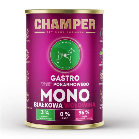 Obrázok pre CHAMPER Gastro Monoprotein Beef - vlhké krmivo pro psy - 400g