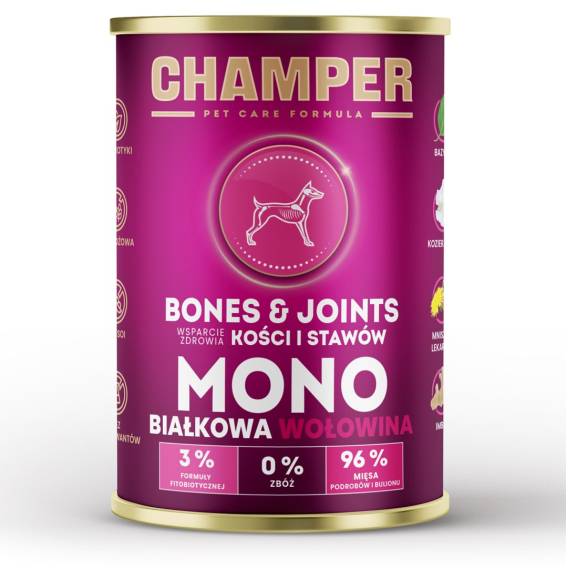 Obrázok pre CHAMPER Bones & Joints Monoprotein Beef - vlhké krmivo pro psy - 400g