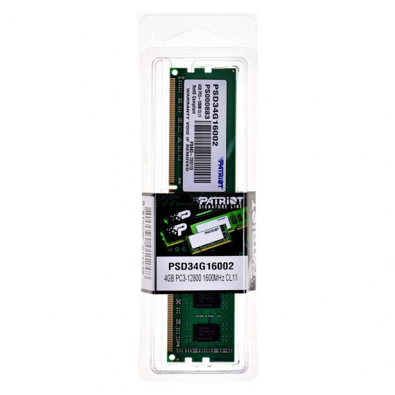 Obrázok pre Patriot Memory 4GB PC3-12800 paměťový modul DDR3 1600 MHz